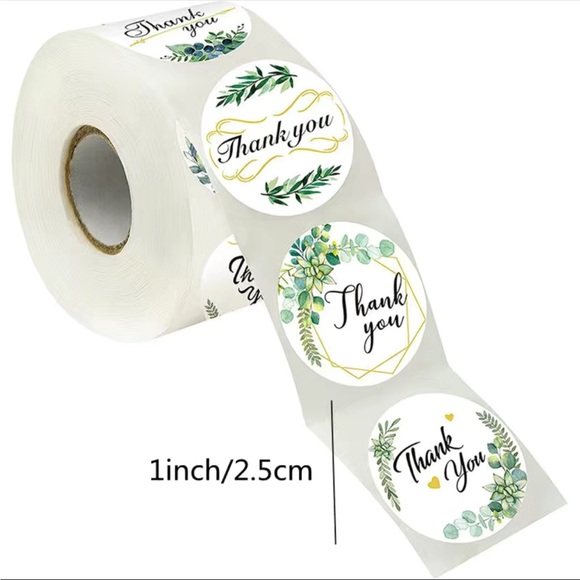 500 1” Roll Laurel Thank You Stickers PRICE IS FIRM - Picture 2 of 3